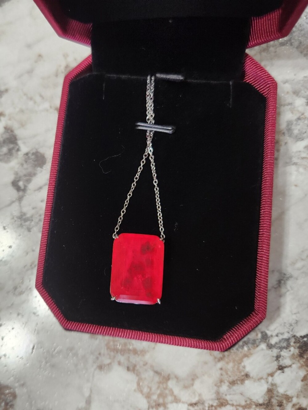 New Fushia Pink Ruby 10ct Necklace - Picture 5 of 7